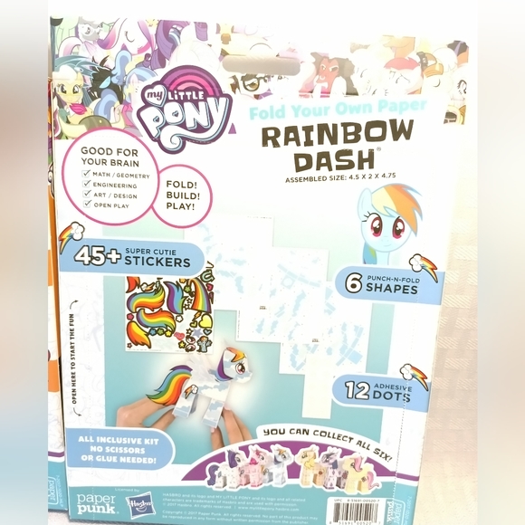 My Little Pony Paper Punk Fold Your Own Paper Lot of 3 Pinkie Applejack Rainbow - Picture 7 of 11